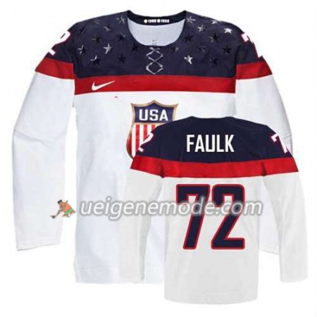 Kinder Eishockey Premier Olympic-USA Team Trikot Justin Faulk #72 Heim Weiß