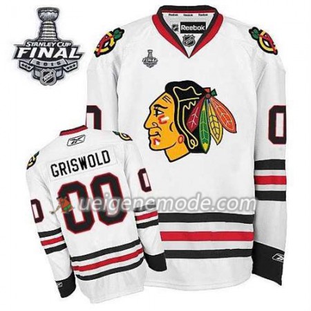 Reebok Herren Eishockey Chicago Blackhawks Trikot Clark Griswold #00 Auswärts Weiß 2015 Stanley Cup