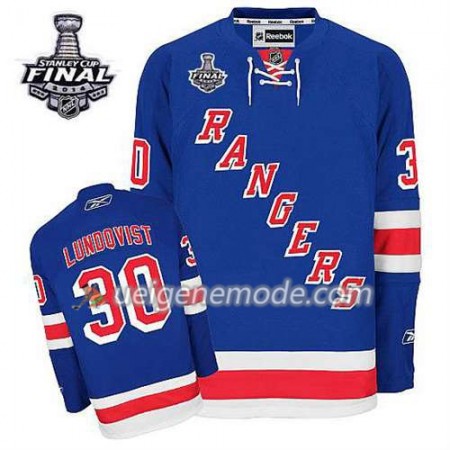 Reebok Herren Eishockey New York Rangers Trikot Henrik Lundqvist #30 Heim Blau 2014 Stanley Cup