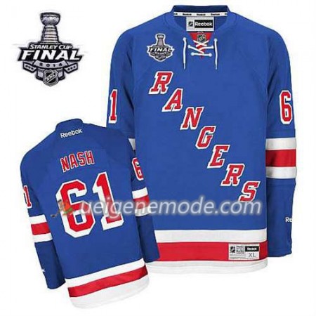 Reebok Herren Eishockey New York Rangers Trikot Rick Nash #61 Heim Blau 2014 Stanley Cup
