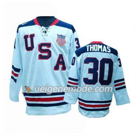 Reebok Herren Eishockey Premier Olympic-USA Team Trikot Tim Thomas #30 Weiß
