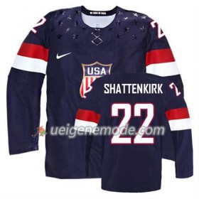 Reebok Herren Eishockey Premier Olympic-USA Team Trikot Kevin Shattenkirk #22 Blau Auswärts Blau