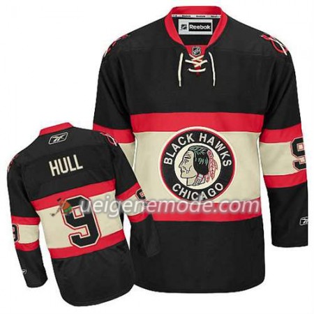 Reebok Herren Eishockey Chicago Blackhawks Trikot Bobby Hull #9 Nue Ausweich Schwarz
