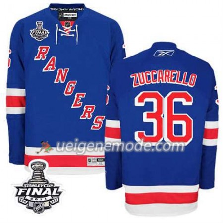 Reebok Herren Eishockey New York Rangers Trikot Mats Zuccarello #36 Heim Blau 2014 Stanley Cup