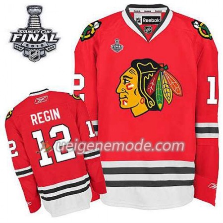 Reebok Herren Eishockey Chicago Blackhawks Trikot Peter Regin #12 Heim Rot 2015 Stanley Cup