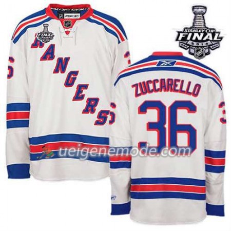 Reebok Herren Eishockey New York Rangers Trikot Mats Zuccarello #36 Auswärts Weiß 2014 Stanley Cup