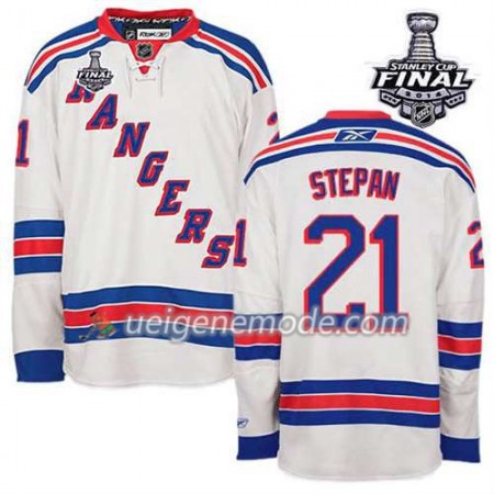 Reebok Herren Eishockey New York Rangers Trikot Derek Stepan #21 Auswärts Weiß 2014 Stanley Cup
