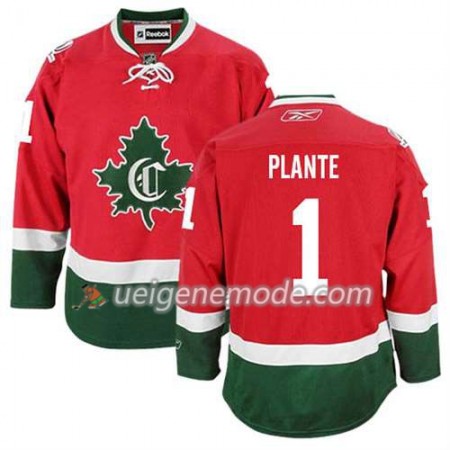 Reebok Herren Eishockey Montreal Canadiens Trikot Jacques Plante #1 Ausweich Nue Rot