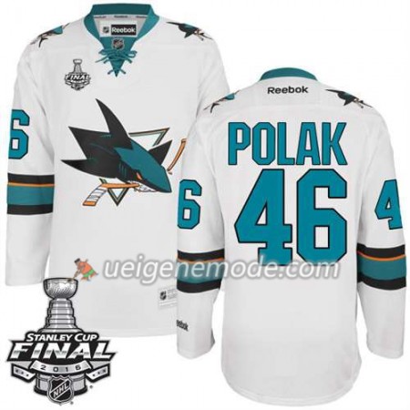 Reebok Eishockey San Jose Sharks Trikot Roman Polak #46 Weiß Auswärts 2016 Stanley Cup