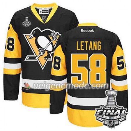 Reebok Eishockey Pittsburgh Penguins Trikot Kris Letang #58 Ausweich 2016 Stanley Cup