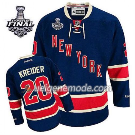 Reebok Herren Eishockey New York Rangers Trikot Chris Kreider #20 Ausweich Blau 2014 Stanley Cup
