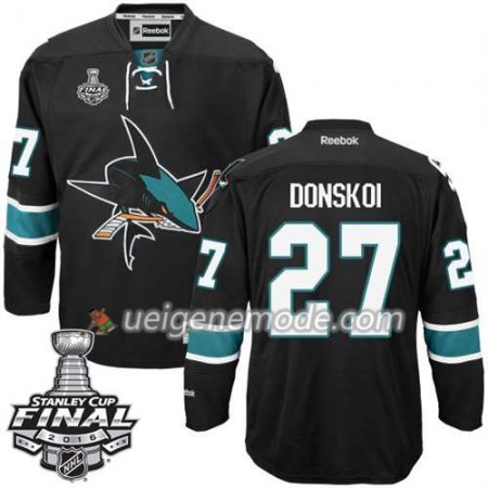 Reebok Eishockey San Jose Sharks Trikot Joonas Donskoi #27 Schwarz Ausweich 2016 Stanley Cup