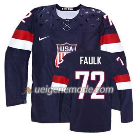 Reebok Dame Eishockey Premier Olympic-USA Team Trikot Justin Faulk #72 Auswärts Schwarz