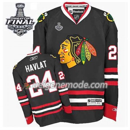 Reebok Herren Eishockey Chicago Blackhawks Trikot Martin Havlat #24 Ausweich Schwarz 2015 Stanley Cup