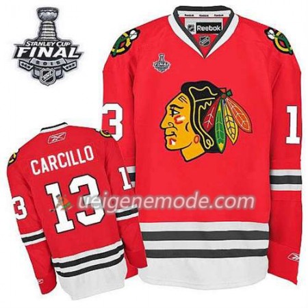 Reebok Herren Eishockey Chicago Blackhawks Trikot Daniel Carcillo #13 Heim Rot 2015 Stanley Cup