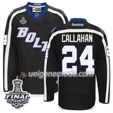 Reebok Herren Eishockey Tampa Bay Lightning Trikot Ryan Callahan #24 Ausweich Schwarz 2015 Stanley Cup