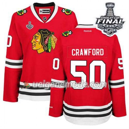 Reebok Dame Eishockey Chicago Blackhawks Trikot Corey Crawford #50 Heim Rot 2015 Stanley Cup