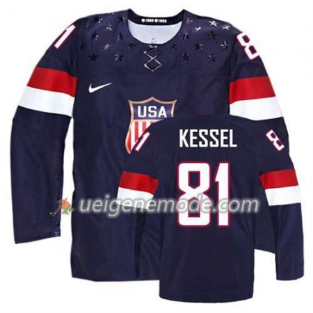 Reebok Herren Eishockey Premier Olympic-USA Team Trikot Phil Kessel #81 Auswärts Blau
