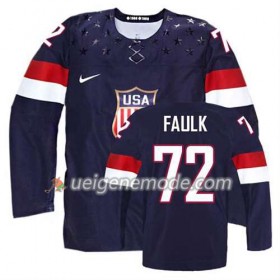 Reebok Herren Eishockey Premier Olympic-USA Team Trikot Justin Faulk #72 Auswärts Blau