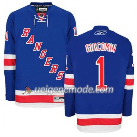 Reebok Herren Eishockey New York Rangers Trikot Eddie Giacomin #1 Heim Blau