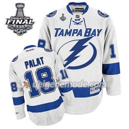 Reebok Herren Eishockey Tampa Bay Lightning Trikot Ondrej Palat #18 Auswärts Weiß 2015 Stanley Cup