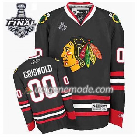 Reebok Herren Eishockey Chicago Blackhawks Trikot Chris Chelios #00 Ausweich Schwarz 2015 Stanley Cup