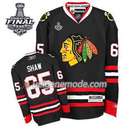 Reebok Herren Eishockey Chicago Blackhawks Trikot Andrew Shaw #65 Ausweich Schwarz 2015 Stanley Cup