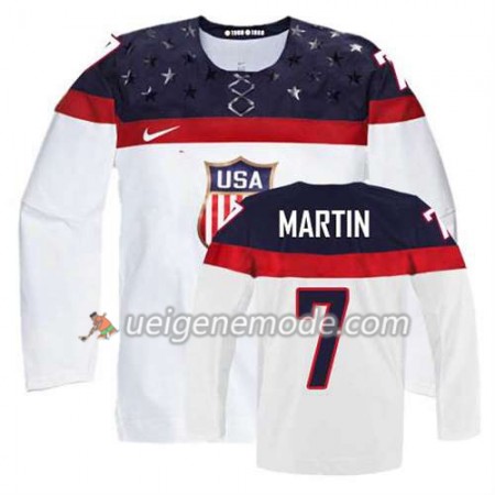 Reebok Herren Eishockey Premier Olympic-USA Team Trikot Paul Martin #7 Heim Weiß