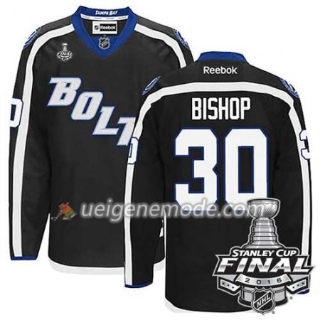 Reebok Eishockey Tampa Bay Lightning Trikot Ben Bishop #30 Schwarz Ausweich 2016 Stanley Cup
