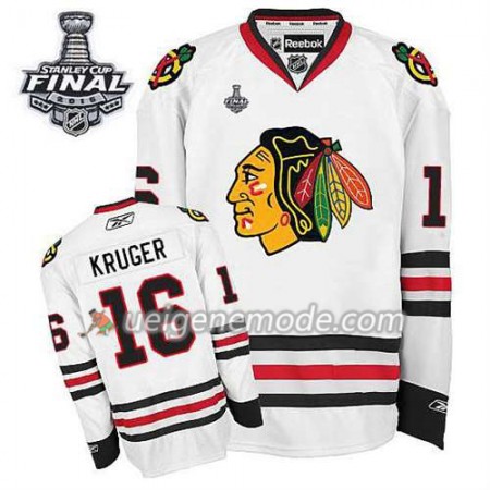 Reebok Herren Eishockey Chicago Blackhawks Trikot Marcus Kruger #16 Auswärts Weiß 2015 Stanley Cup