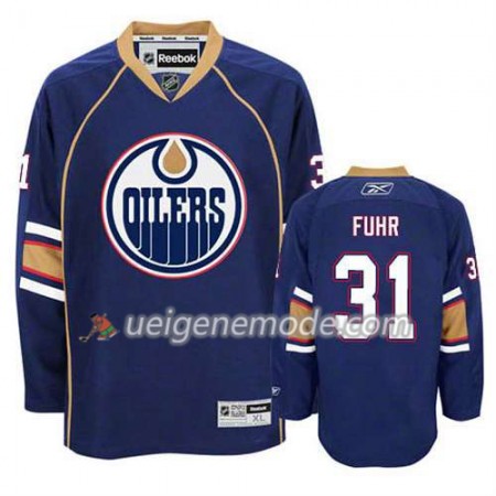 Reebok Herren Eishockey Edmonton Oilers Trikot Grant Fuhr #31 Ausweich Blau
