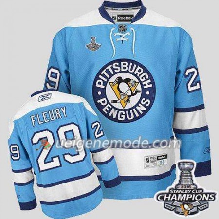 Reebok Eishockey Pittsburgh Penguins Trikot Marc-Andre Fleury 29 Bleu 2016 Stanley Cup