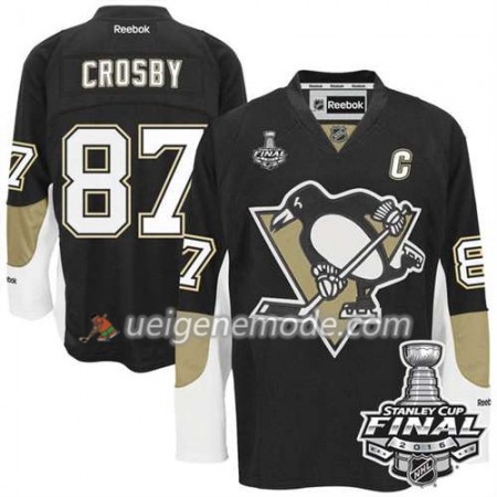 Reebok Eishockey Pittsburgh Penguins Trikot Sidney Crosby #87 Schwarz Heim 2016 Stanley Cup