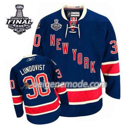 Reebok Herren Eishockey New York Rangers Trikot Henrik Lundqvist #30 Ausweich Blau 2014 Stanley Cup