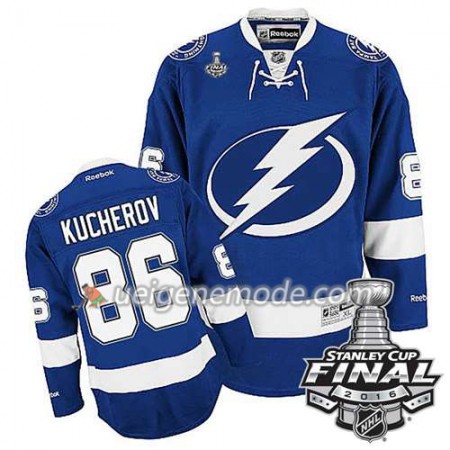 Reebok Eishockey Tampa Bay Lightning Trikot Nikita Kucherov #86 Bleu Heim 2016 Stanley Cup