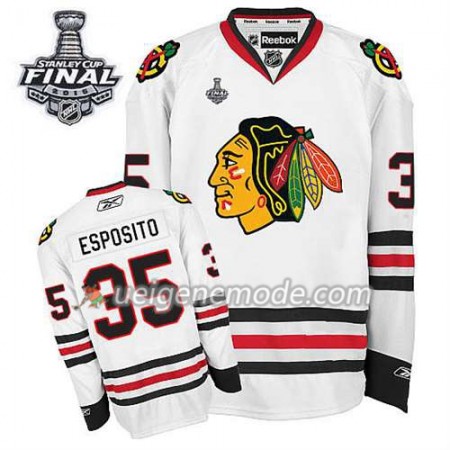 Reebok Herren Eishockey Chicago Blackhawks Trikot Tony Esposito #35 Auswärts Weiß 2015 Stanley Cup