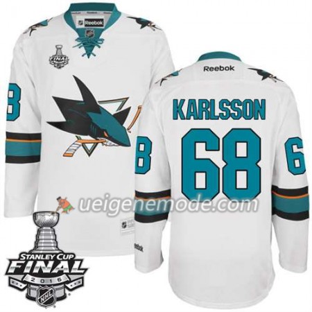 Reebok Eishockey San Jose Sharks Trikot Melker Karlsson #68 Weiß Auswärts 2016 Stanley Cup