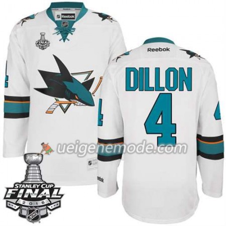Reebok Eishockey San Jose Sharks Trikot Brenden Dillon #4 Weiß Auswärts 2016 Stanley Cup