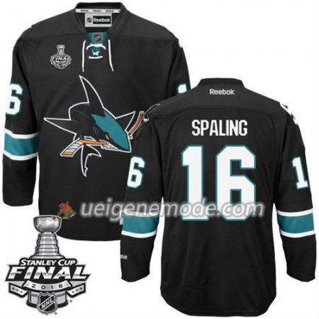 Reebok Eishockey San Jose Sharks Trikot Nick Spaling #16 Schwarz Ausweich 2016 Stanley Cup