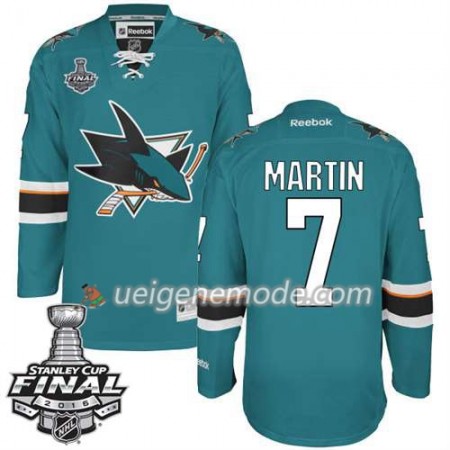 Reebok Eishockey San Jose Sharks Trikot Paul Martin #7 Teal Heim 2016 Stanley Cup