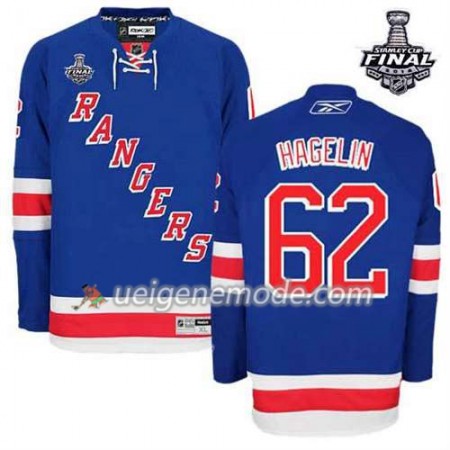 Reebok Herren Eishockey New York Rangers Trikot Carl Hagelin #62 Heim Blau 2014 Stanley Cup
