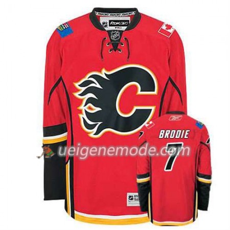 Reebok Herren Eishockey Calgary Flames Trikot TJ Brodie #7 Heim Weiß