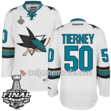 Reebok Eishockey San Jose Sharks Trikot Chris Tierney #50 Weiß Auswärts 2016 Stanley Cup