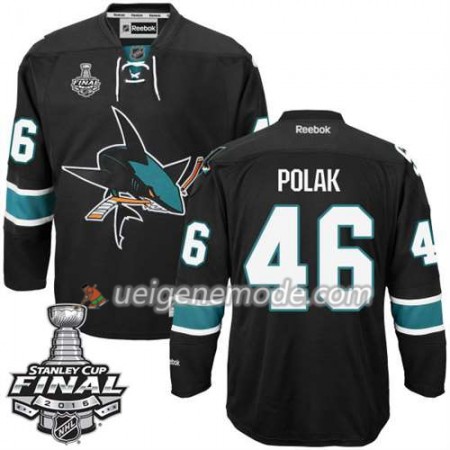 Reebok Eishockey San Jose Sharks Trikot Roman Polak #46 Schwarz Ausweich 2016 Stanley Cup