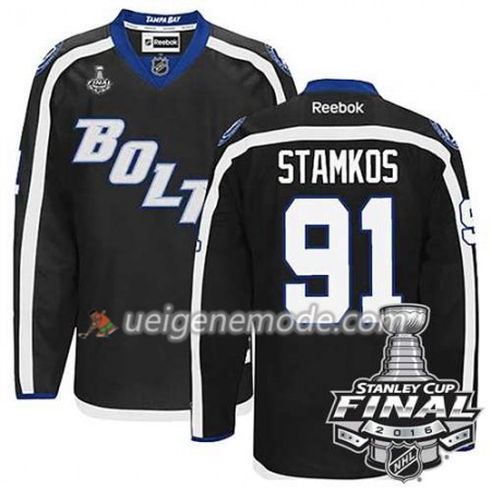 Reebok Eishockey Tampa Bay Lightning Trikot Steven Stamkos #91 Schwarz Ausweich 2016 Stanley Cup