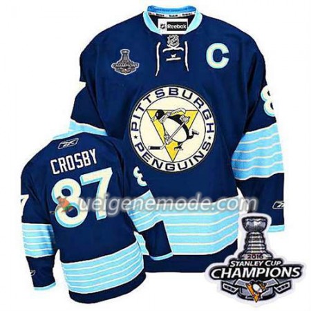 Reebok Eishockey Pittsburgh Penguins Trikot 2016 Stanley Cup Champions Sidney Crosby Premier Finals #87 Blau