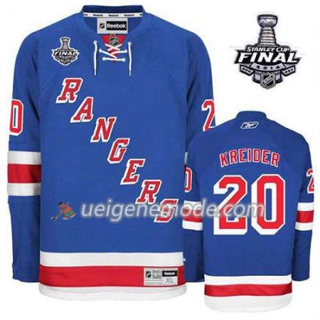 Reebok Herren Eishockey New York Rangers Trikot Chris Kreider #20 Heim Blau 2014 Stanley Cup