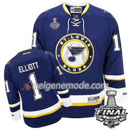 Reebok Eishockey St. Louis Blues Trikot Brian Elliott #1 Blau Ausweich 2016 Stanley Cup