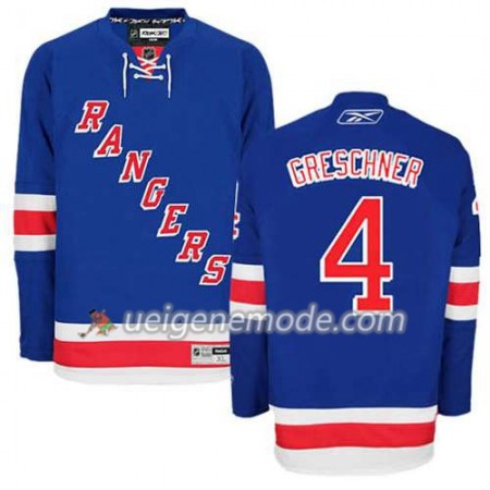 Reebok Herren Eishockey New York Rangers Trikot Ron Greschner #4 Heim Blau