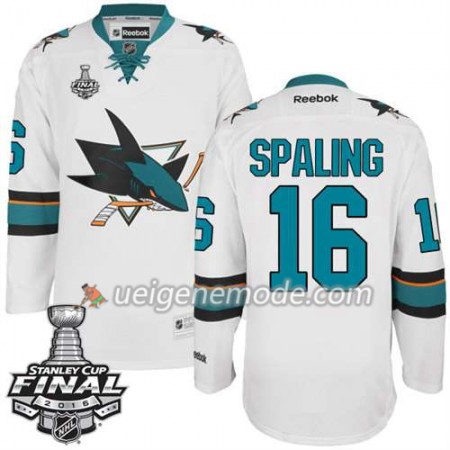 Reebok Eishockey San Jose Sharks Trikot Nick Spaling #16 Weiß Auswärts 2016 Stanley Cup